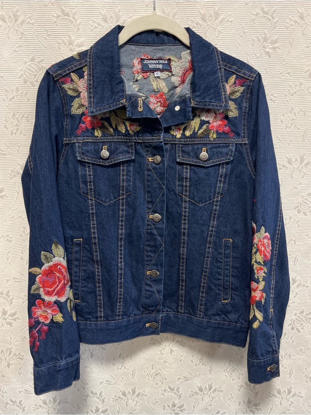 Johnny Was Embroidered Denim Jacket S